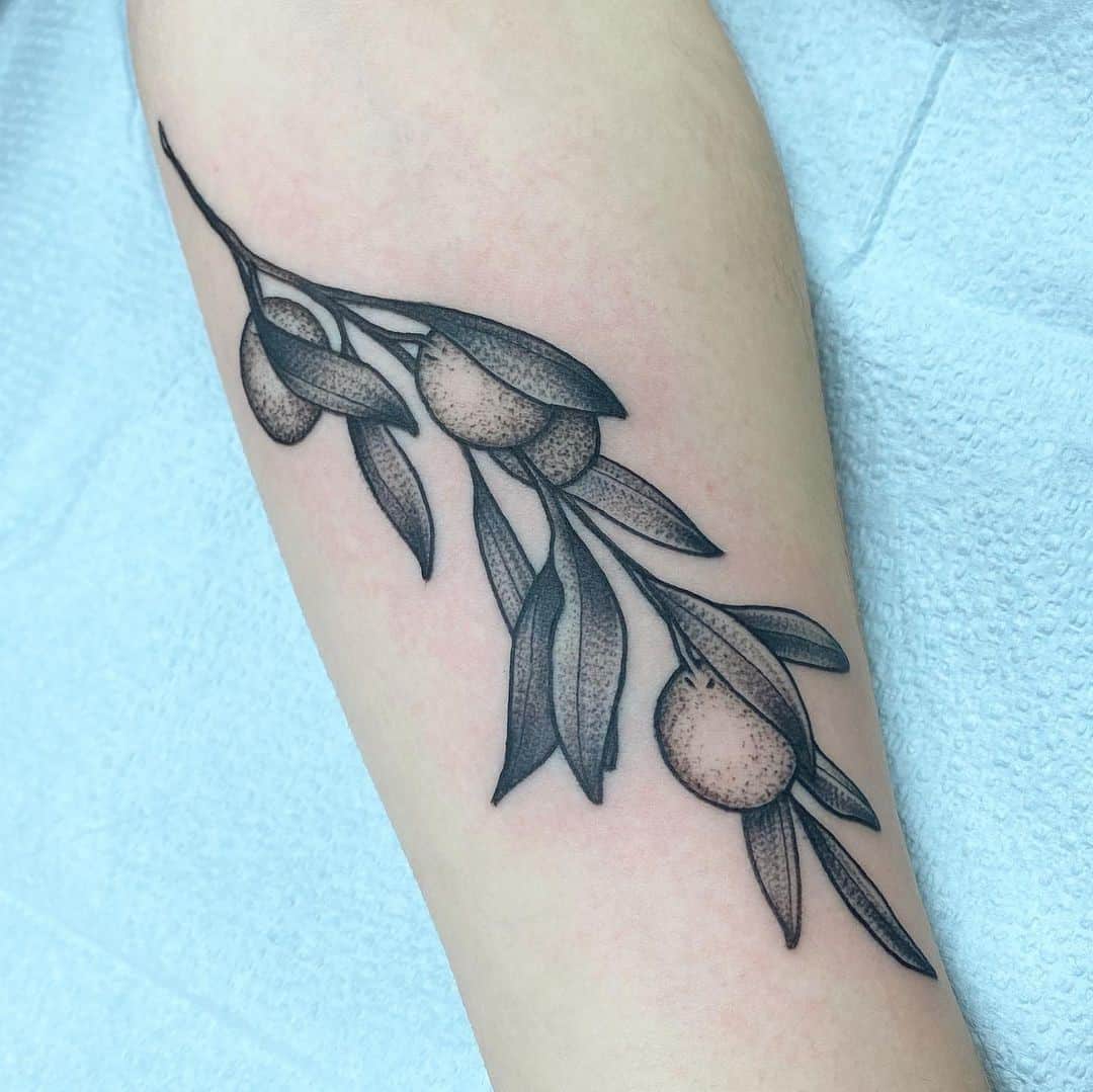 Detailed Olive Branch Tattoo Idea