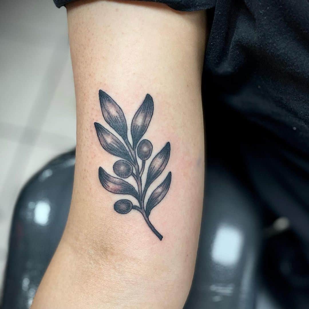 Olive Branch Tattoo Design Black Print