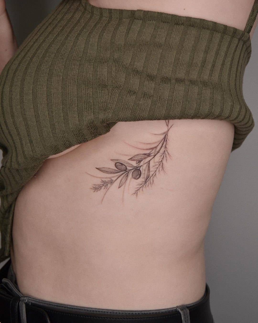Under Boob Olive Branch Tattoo