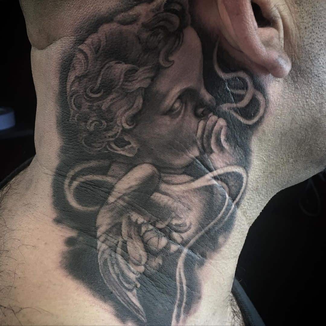 50+ Neck Tattoo Design Ideas for Men (2023 Update) 14 Angel neck tattoos 1