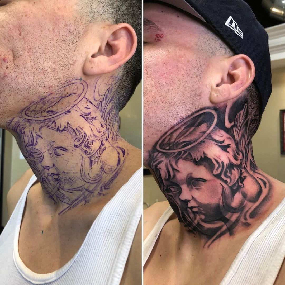 Angel neck tattoos 2