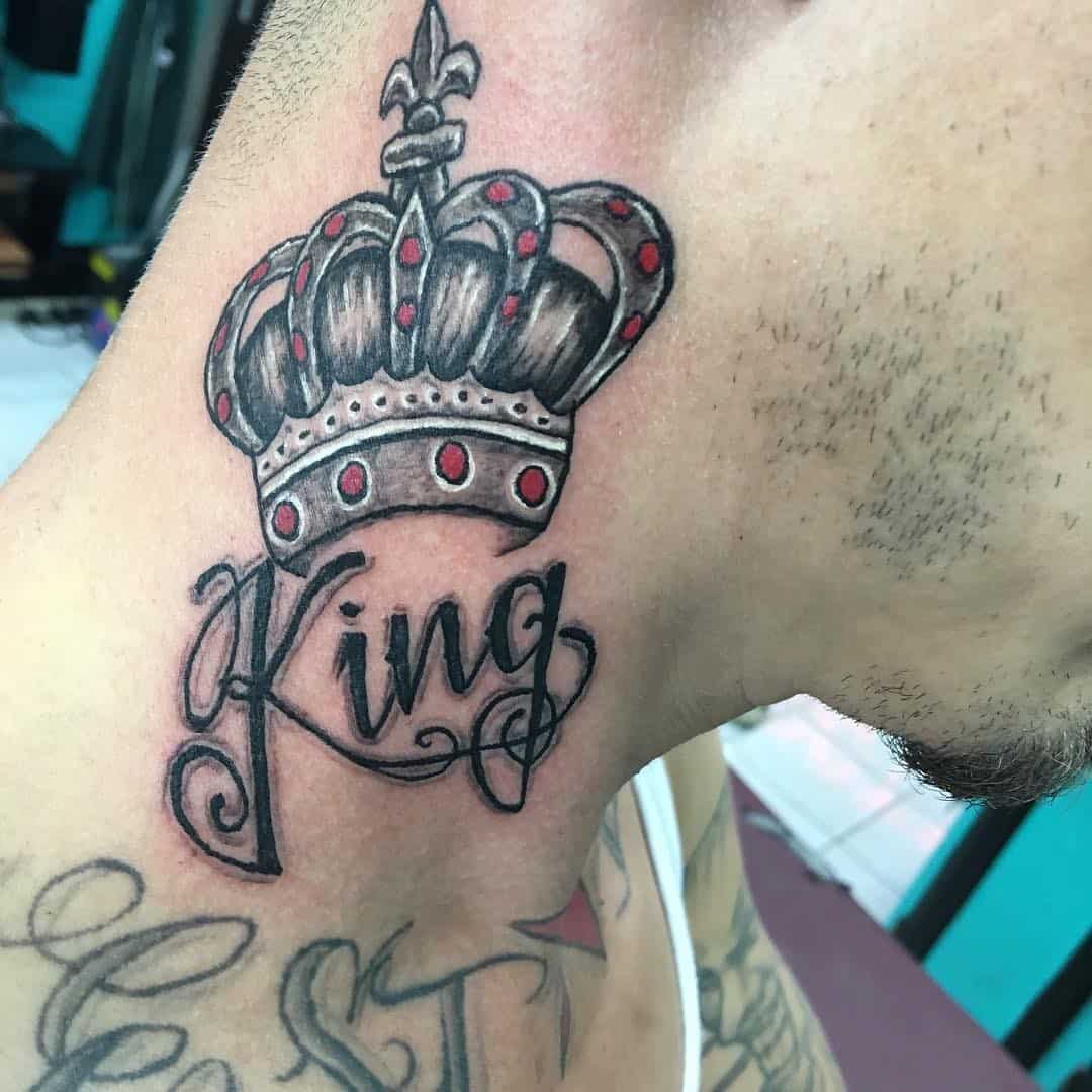 50+ Neck Tattoo Design Ideas for Men (2023 Update) 33 Crown Neck Tattoo 2