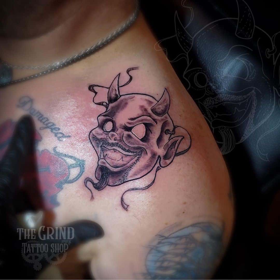 50+ Neck Tattoo Design Ideas for Men (2023 Update) 38 Devil and Angel Neck Tattoo 1