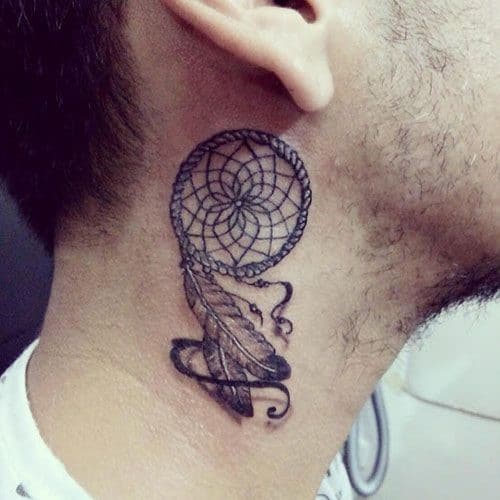 Dream Catcher Neck Tattoo