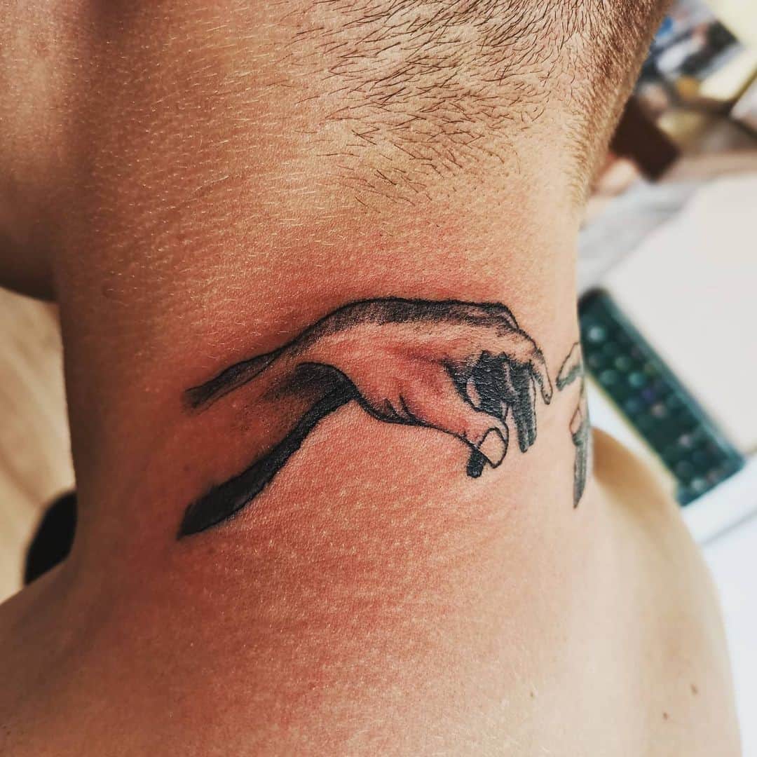 50+ Neck Tattoo Design Ideas for Men (2023 Update) 36 Minimalist Neck Tattoo 1