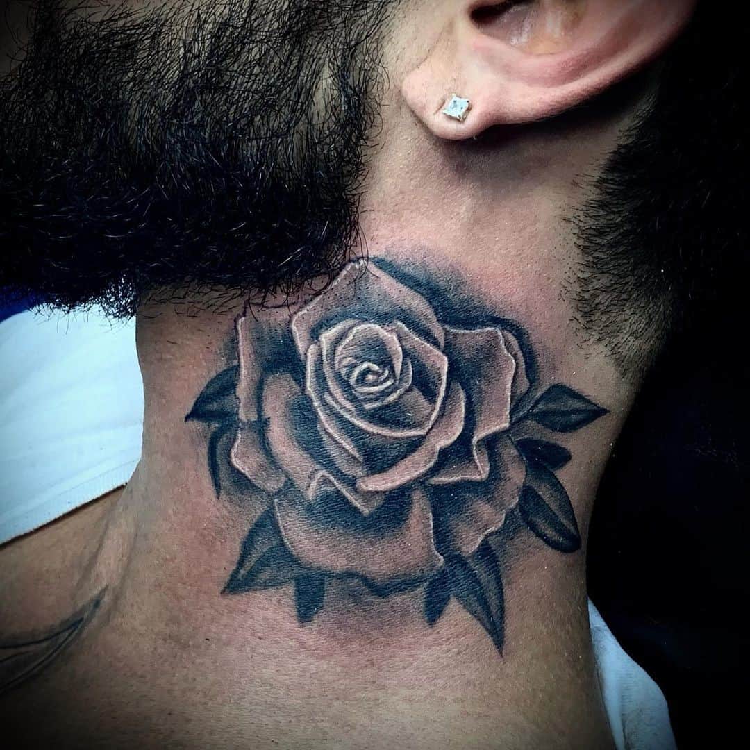 Rose Neck Tattoo by Lefty Colbert  Tattoos