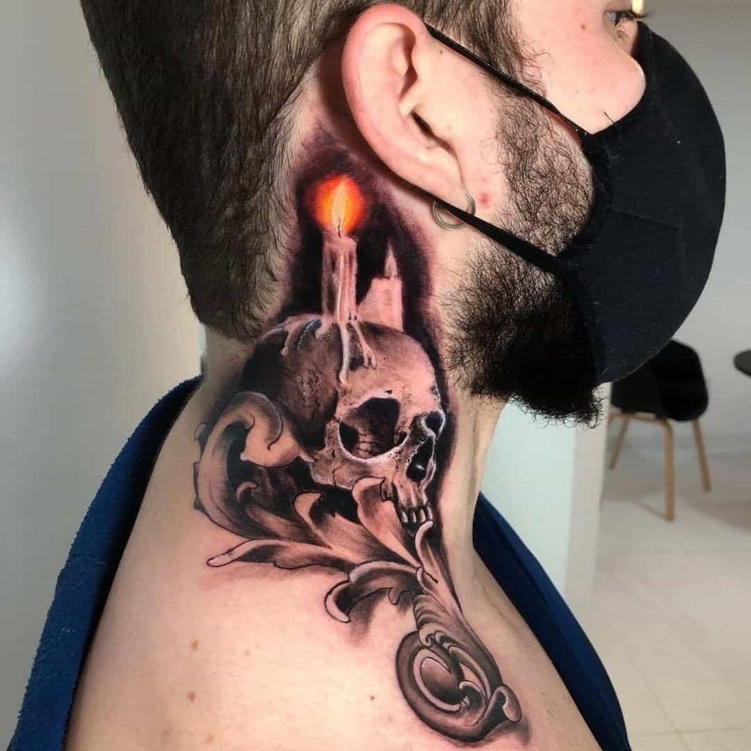 Timelapse Video of Neck Skull Tattoo  YouTube