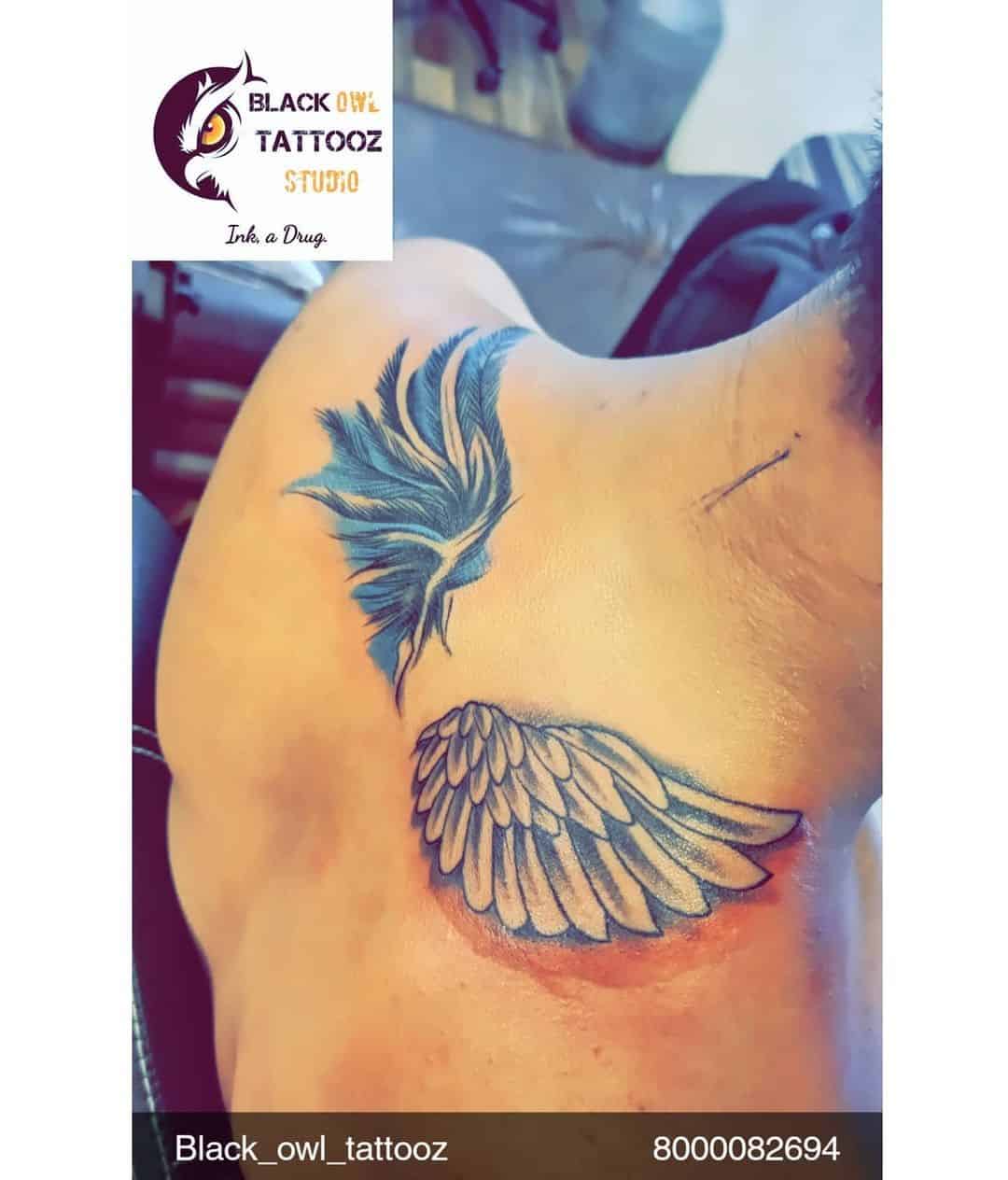 Wings Neck Tattoo 1