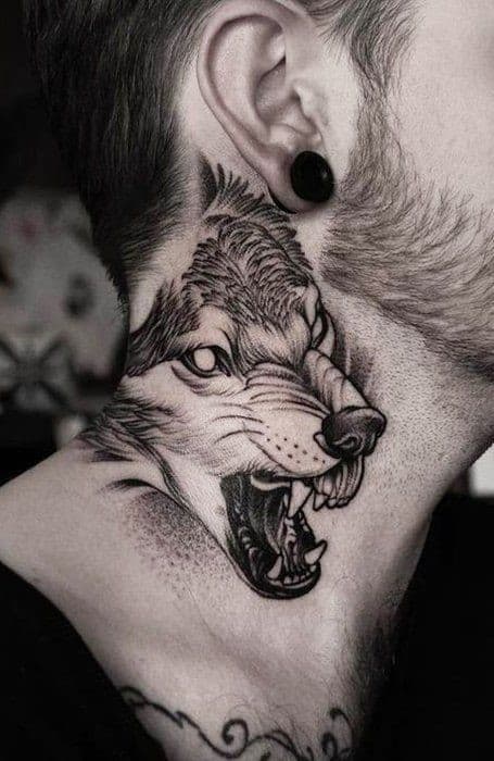 50+ Neck Tattoo Design Ideas for Men (2023 Update) 21 Wolf Neck Tattoos