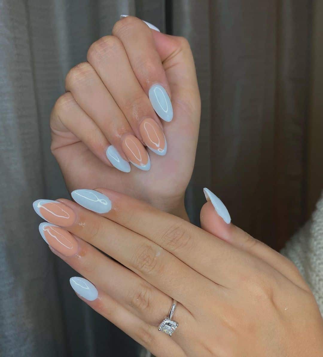 Almond Blue Nails 