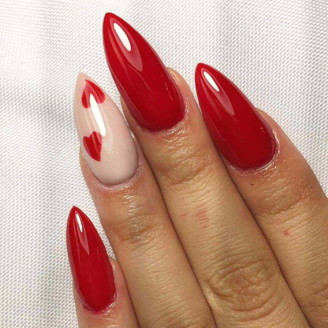 Almond Nail Shape Red Idea