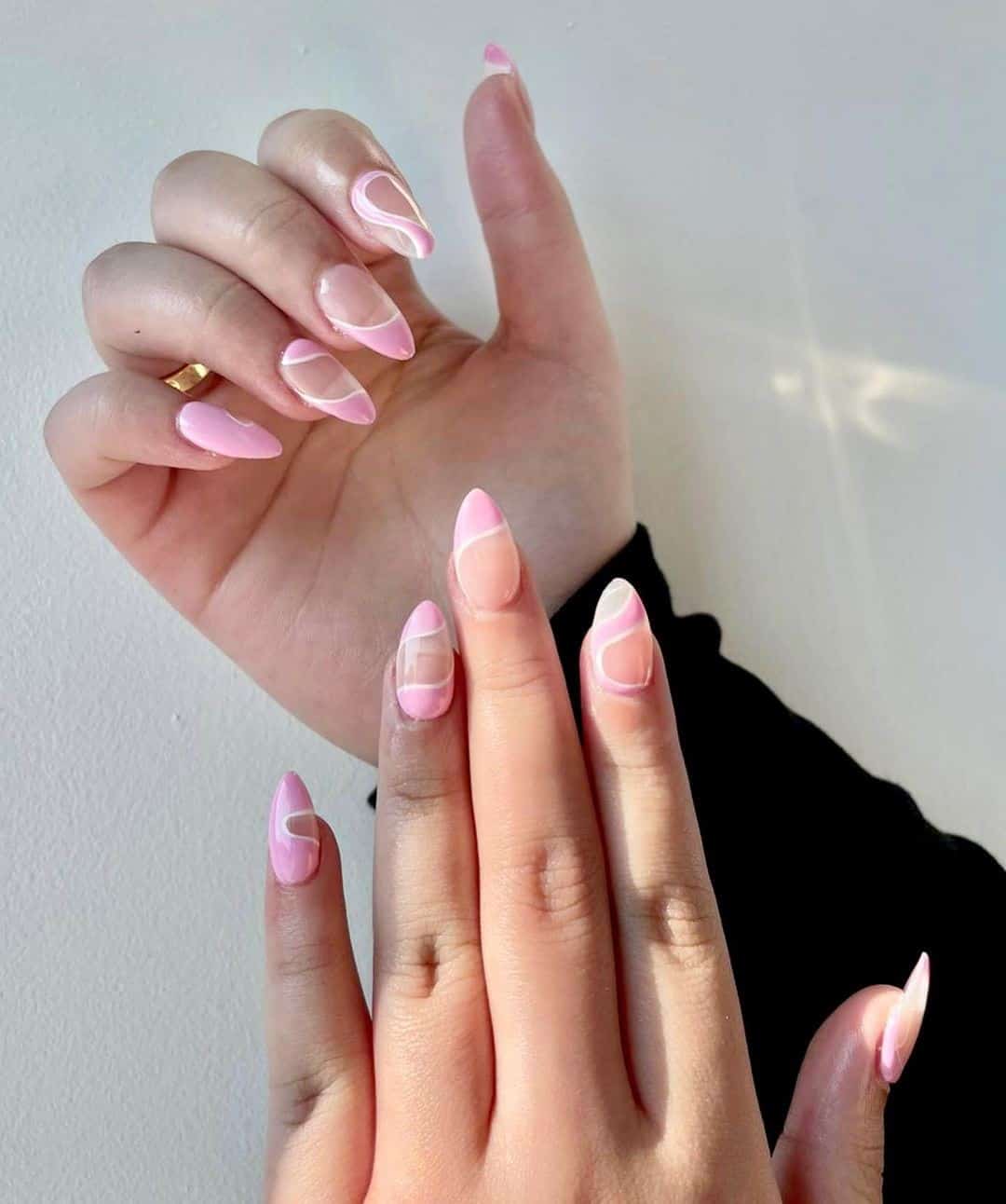Almond Shape Nail Designs Pink Art