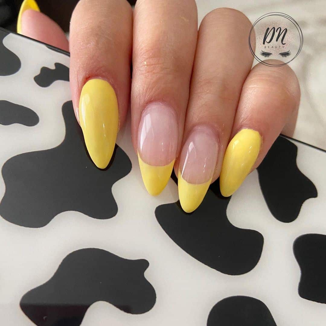 Artsy Yellow Almond Nails 