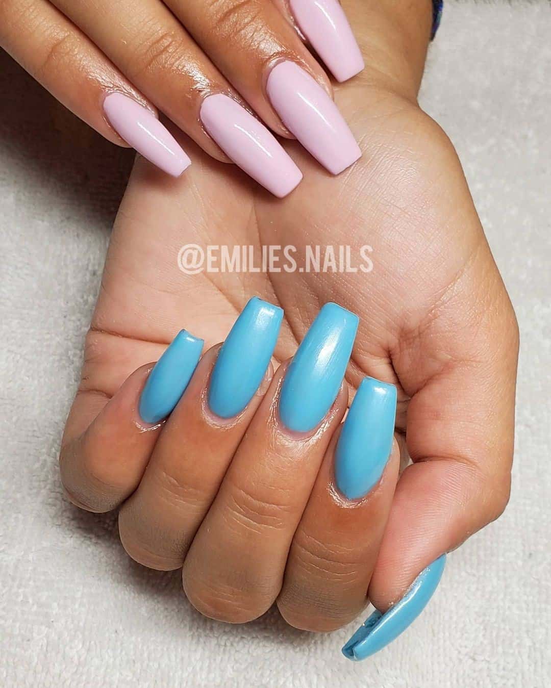 Blue & Lilac Two Colored Nail Designs 