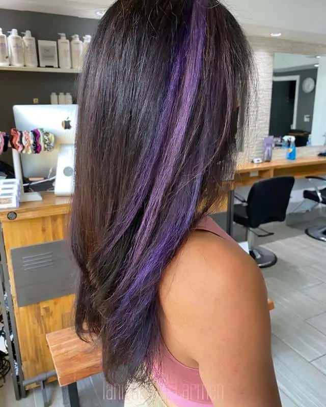 60+ Purple Highlight on Brown Hair Ideas (2025 Update) 29 Chunky Purple Highlights 2