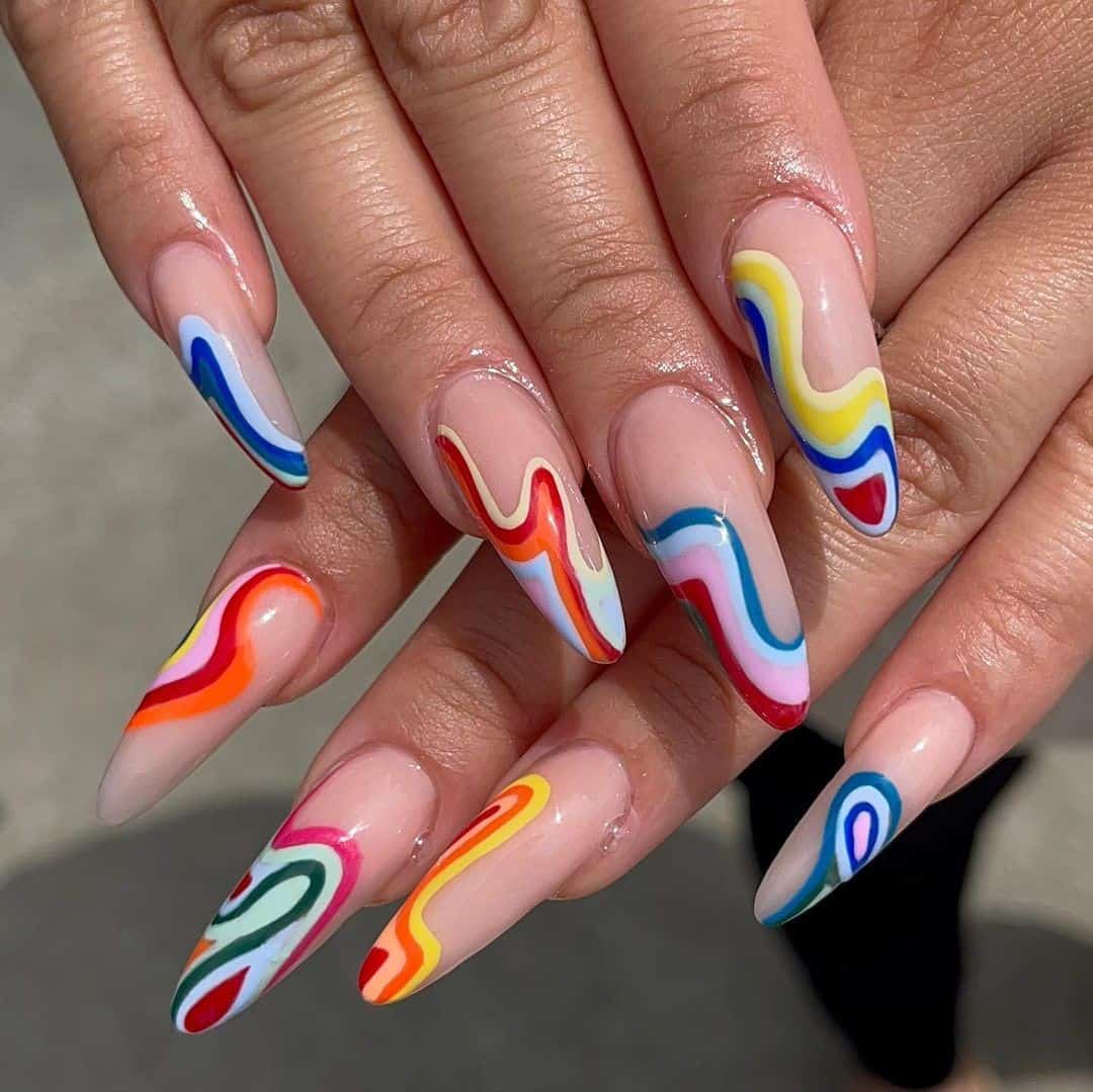 Colorful & Artsy Almond Nails 