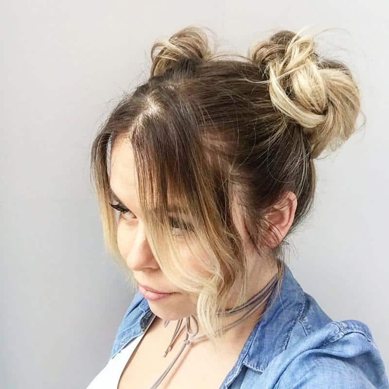60+ Stylish Pigtail Hairstyles To Adopt In 2022 (Make You Feel Young And Fresh) 13 Double Top Pigtails Knotted Buns 2