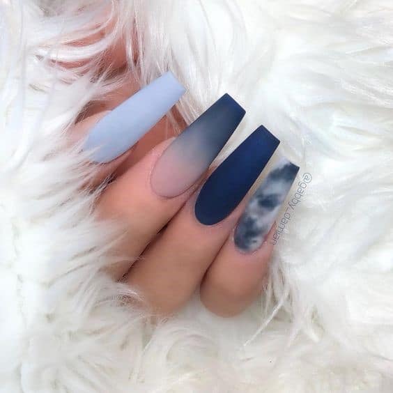 Dramatic & Long Stiletto Navy Blue Nails