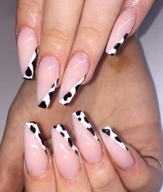 Funny Cow Print Inspired Manicure French Design