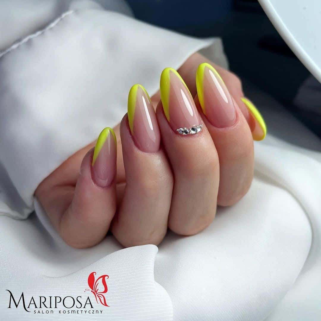 Gorgeous Yellow Almond French Manicure 