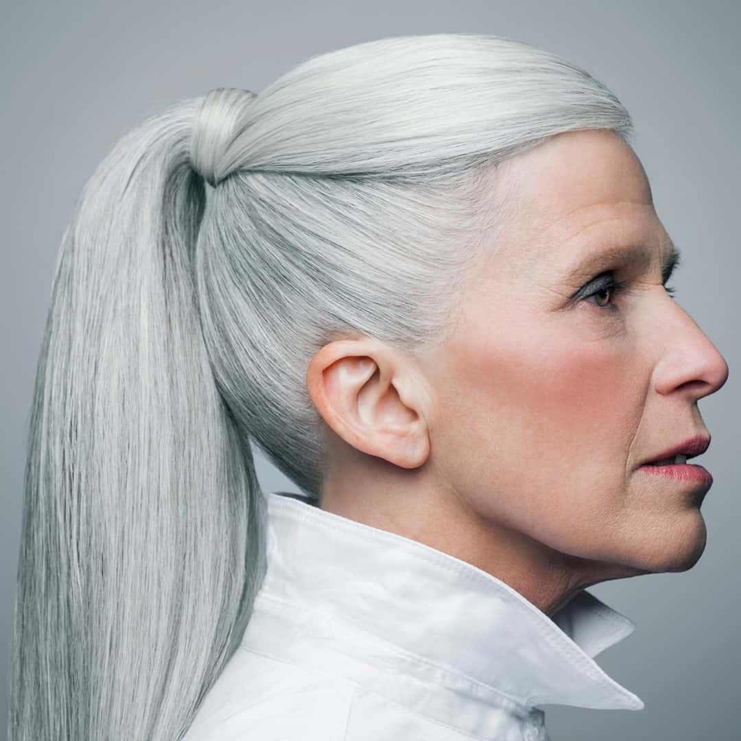 Grey Hair Ponytail Design 