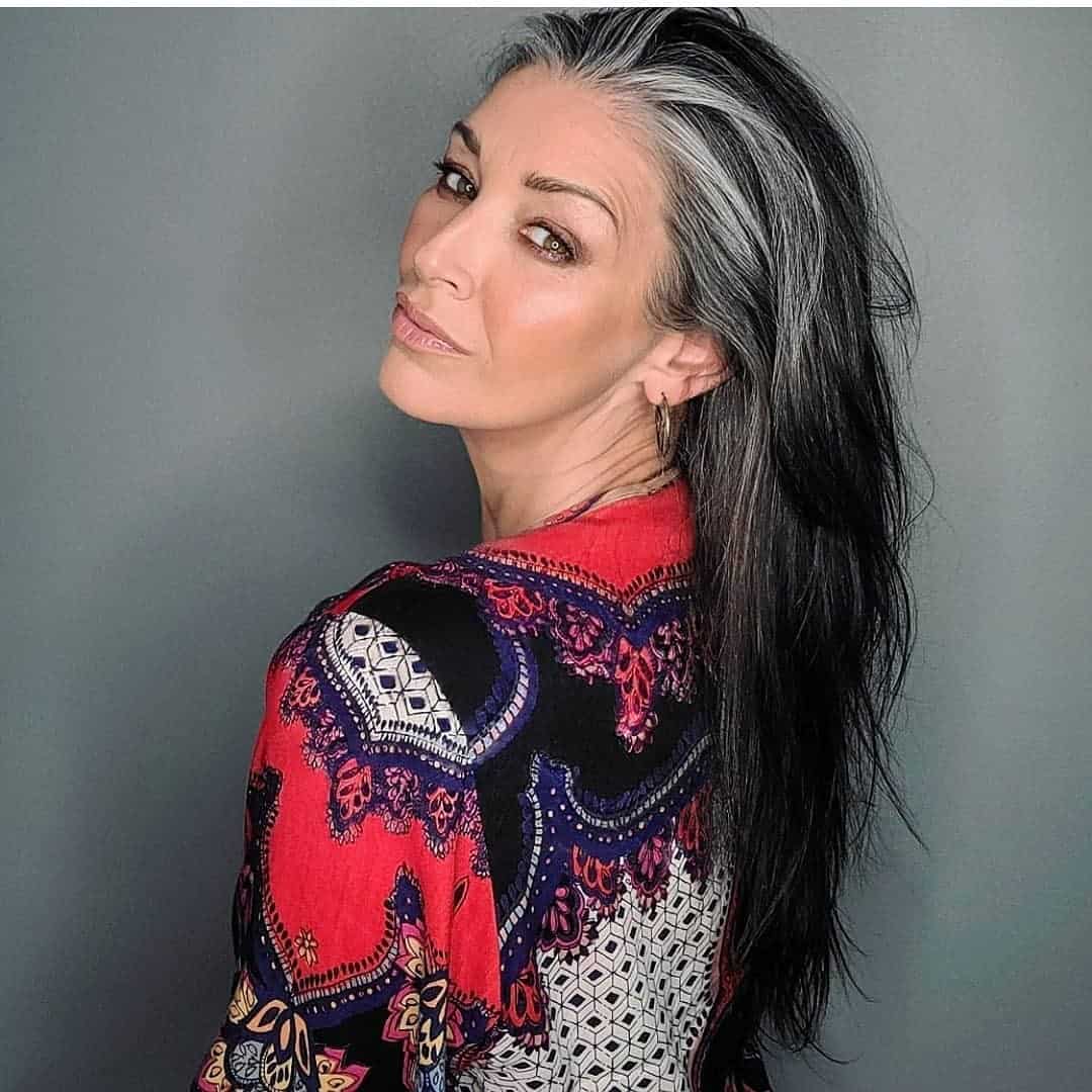 Grey Long Hair With Highlights 