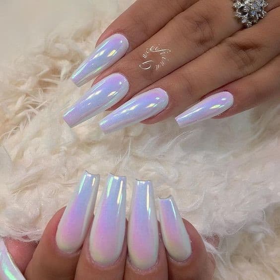Holographic Acrylic Nails Cinderella Inspired Manicure