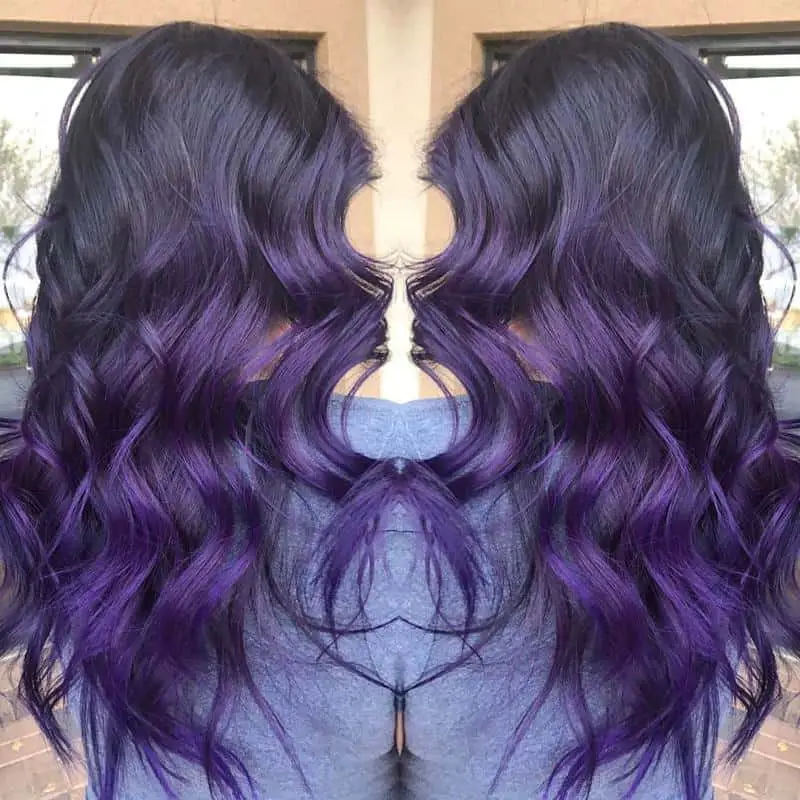 60+ Purple Highlight on Brown Hair Ideas (2025 Update) 4 Midnight Purple Hair 1