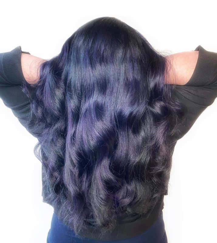 60+ Purple Highlight on Brown Hair Ideas (2025 Update) 5 Midnight Purple Hair 2