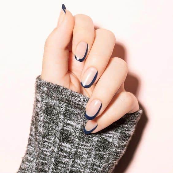 Navy Blue Nails French Manicure