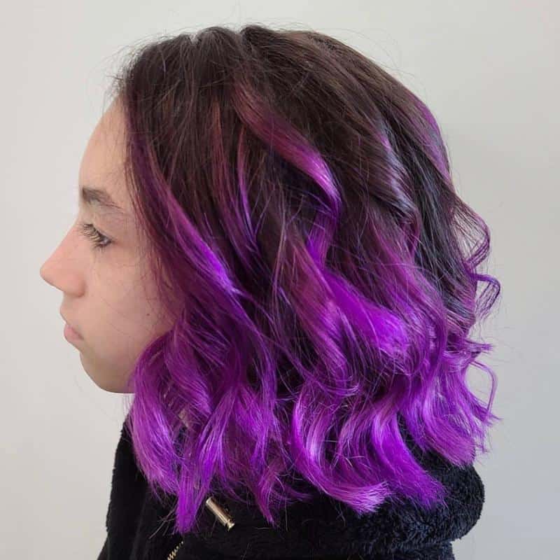 60+ Purple Highlight on Brown Hair Ideas (2025 Update) 20 Neon Purple Hair 2