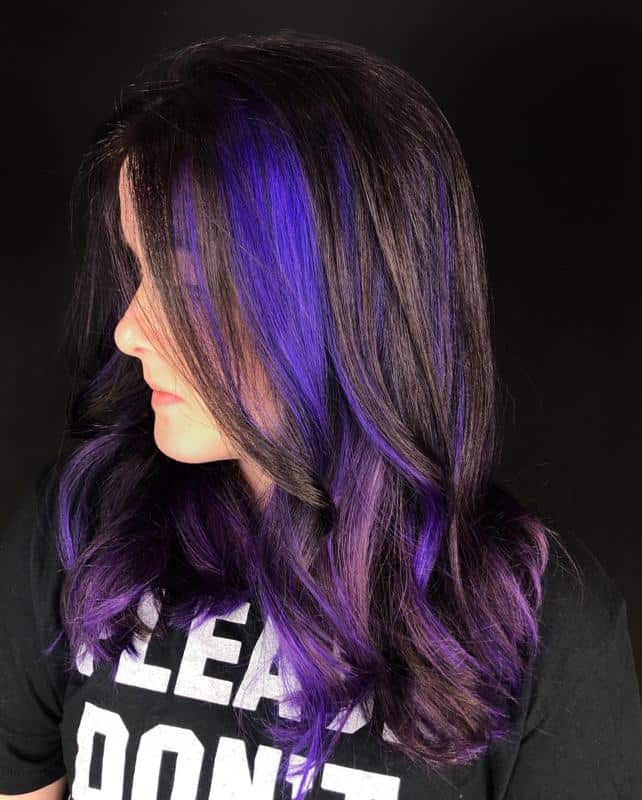 60+ Purple Highlight on Brown Hair Ideas (2025 Update) 21 Neon Purple Hair 3