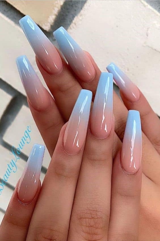 Ombré Acrylic Nails Square Shaped Manicure