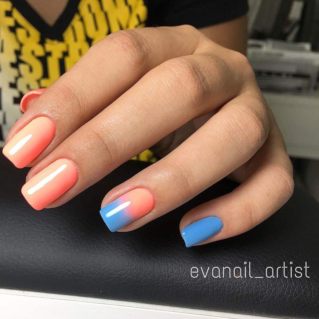Orange & Hot Blue Nails 