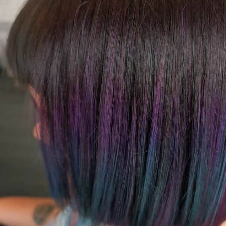 60+ Purple Highlight on Brown Hair Ideas (2025 Update) 7 Petrol Hair 1