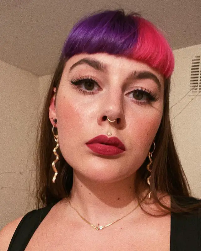 60+ Purple Highlight on Brown Hair Ideas (2025 Update) 57 Purple Bangs 1