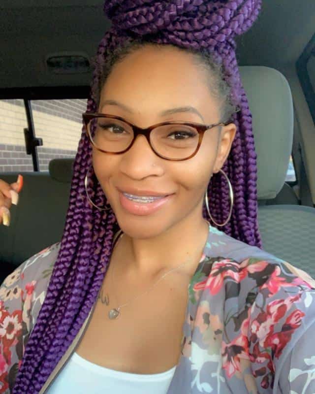60+ Purple Highlight on Brown Hair Ideas (2025 Update) 10 Purple Boxed Braids 1