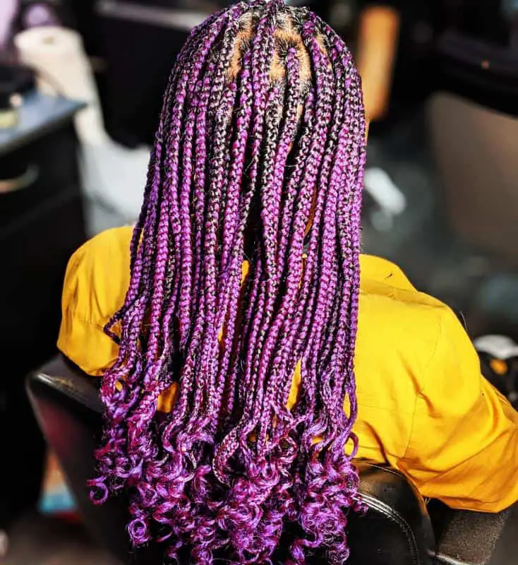 60+ Purple Highlight on Brown Hair Ideas (2025 Update) 11 Purple Boxed Braids 2