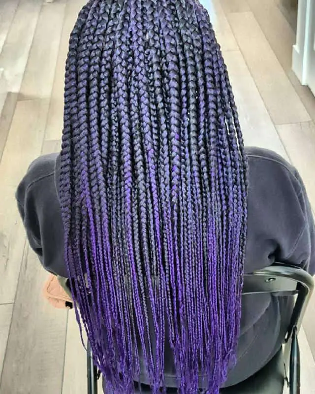 60+ Purple Highlight on Brown Hair Ideas (2025 Update) 12 Purple Boxed Braids 3