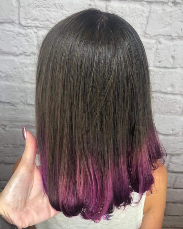 60+ Purple Highlight on Brown Hair Ideas (2025 Update) 32 Purple Dip Dye 2