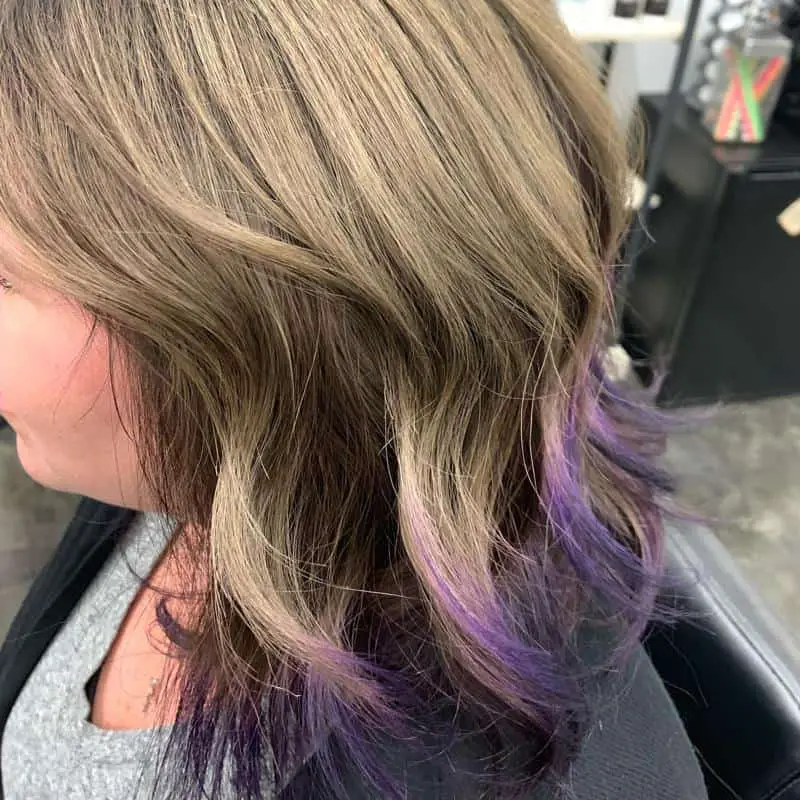 60+ Purple Highlight on Brown Hair Ideas (2025 Update) 33 Purple Dip Dye 3