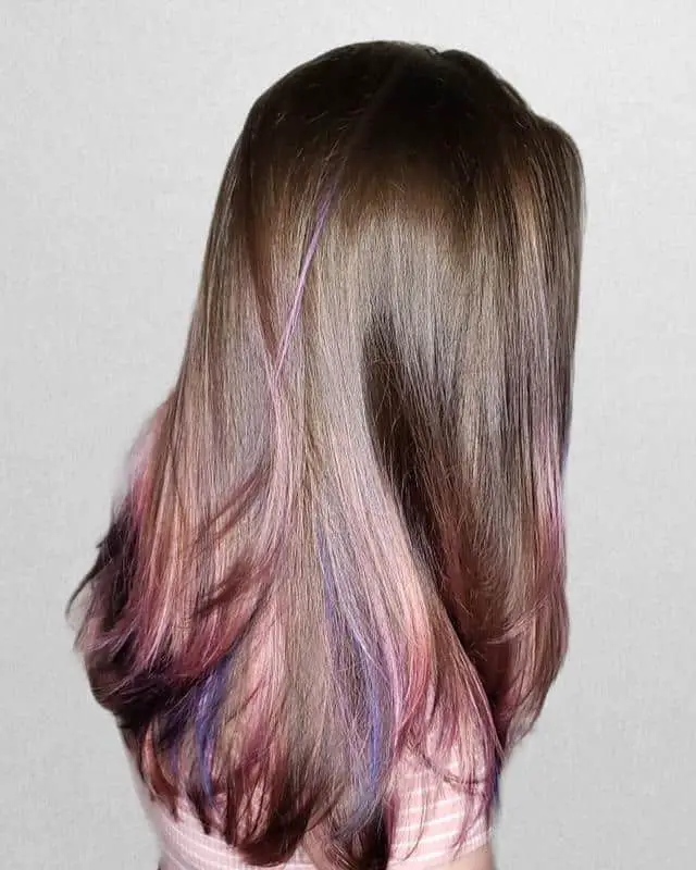60+ Purple Highlight on Brown Hair Ideas (2025 Update) 53 Purple and Pink Hair 3