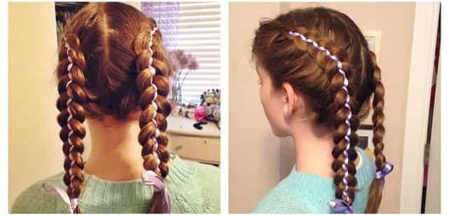 60+ Stylish Pigtail Hairstyles To Adopt In 2022 (Make You Feel Young And Fresh) 20 Ribbon Pigtails 1