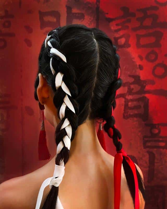 60+ Stylish Pigtail Hairstyles To Adopt In 2022 (Make You Feel Young And Fresh) 22 Ribbon Pigtails 3
