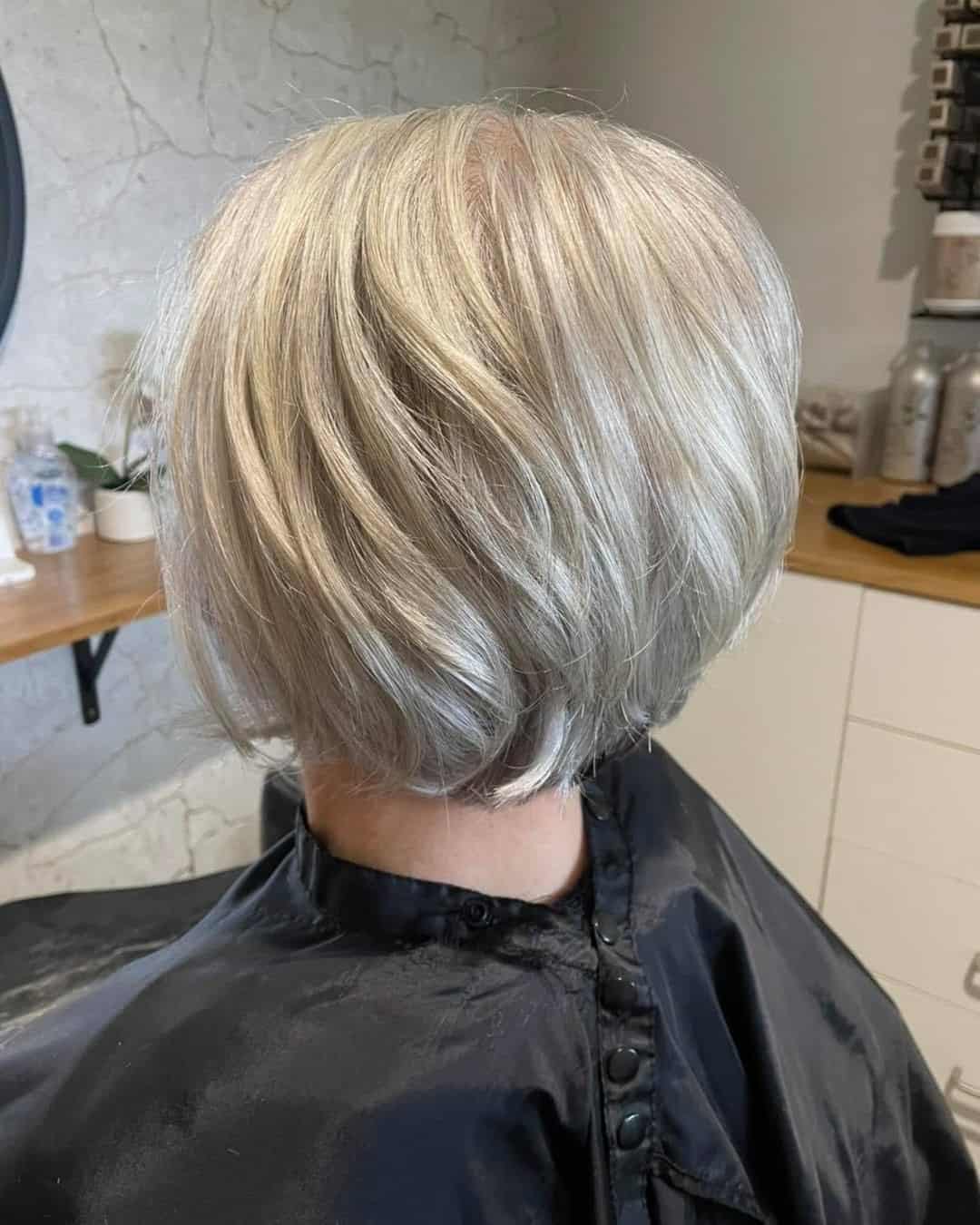 Short Grey Hair Lob Look 