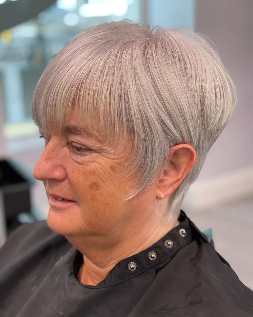 Short Grey Hair With Bangs 