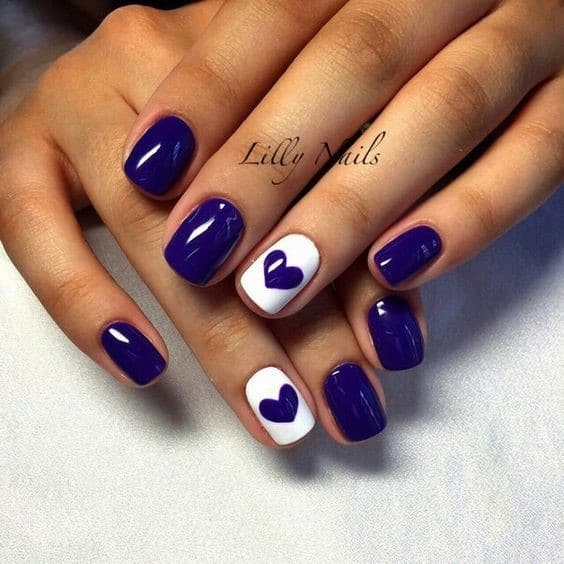 Short & Natural Square Shaped Navy Blue Nails