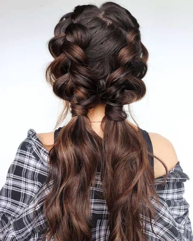 Image of Side pigtails hairstyle for adults