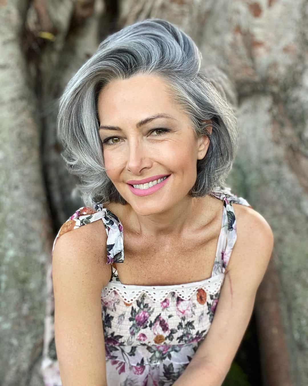 Side Swept Grey Hair 