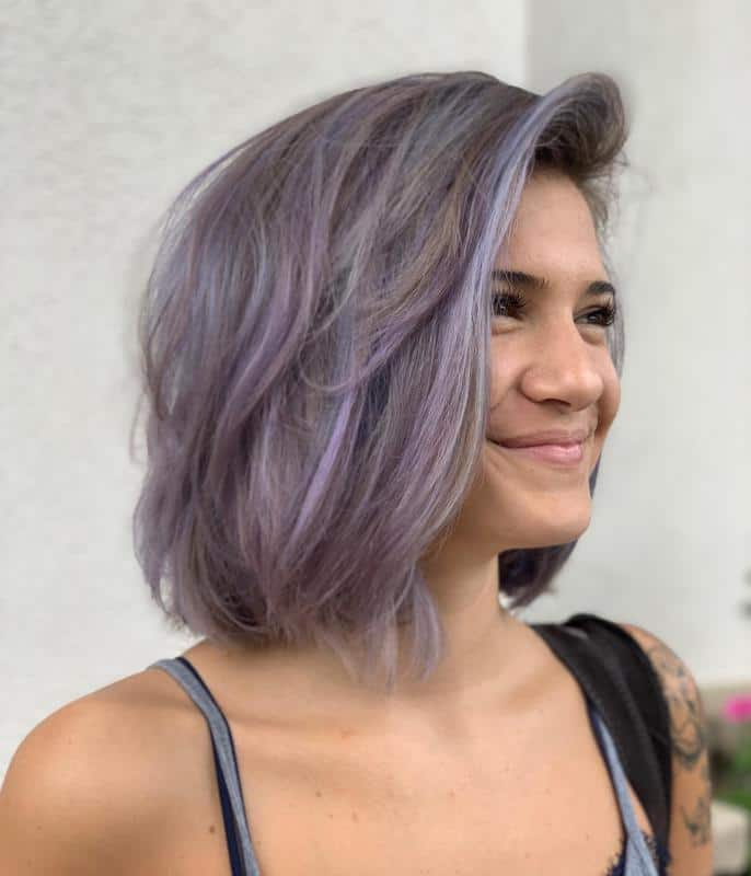 60+ Purple Highlight on Brown Hair Ideas (2025 Update) 25 Smoky Lavender Hair 1